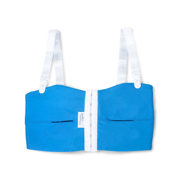  Ameda By Snugabell Pumping Bra Hands Free, Adjustable  Strapless Nursing Bra For All Breast Pump Flanges, Postpartum Bra For  Women, Blue, Size 3